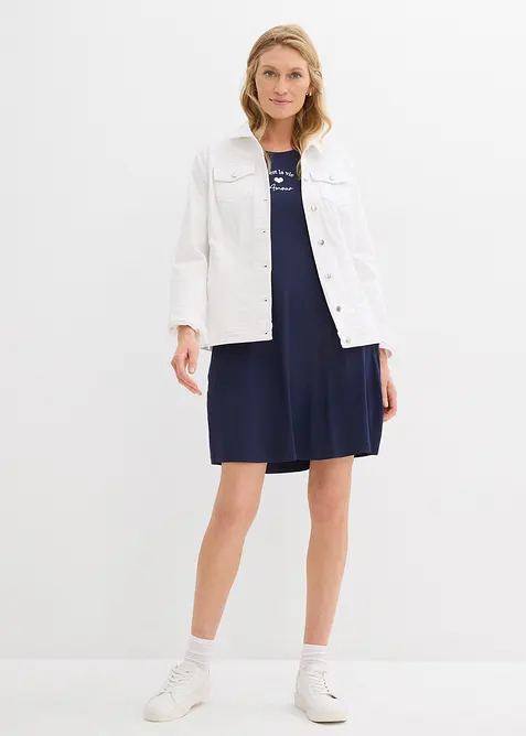 Jerseyklänning i mix av viskos och elastan med broderi, bonprix
