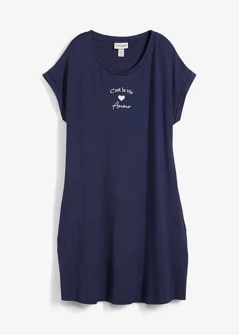 Jerseyklänning i mix av viskos och elastan med broderi, bonprix