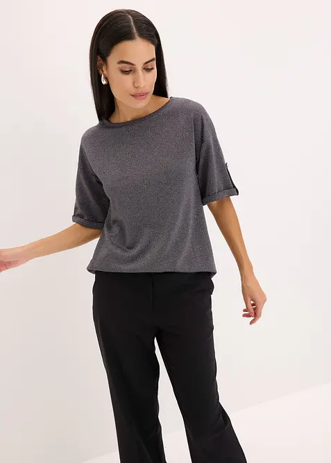 Topp av glittrande viskos med glansigt tryck, bonprix