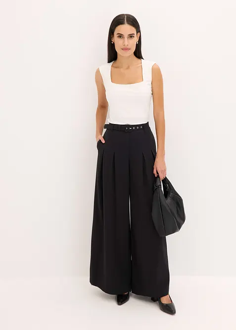 Byxa med gubbveck och sk&auml;rp (2 delar), bonprix