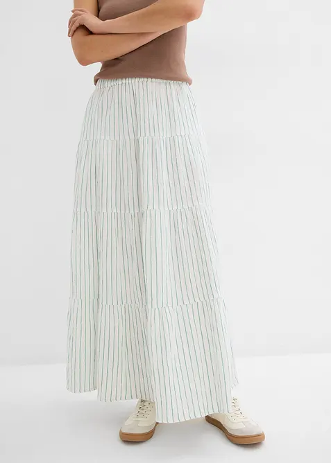 Randig maxikjol av ren bomull, bonprix