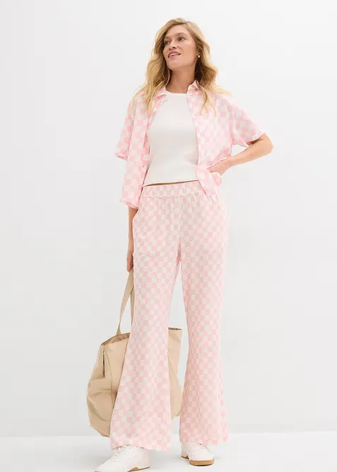 Rutig vid byxa av viskos med mjukt fall, bonprix