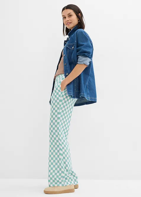 Rutig vid byxa av viskos med mjukt fall, bonprix