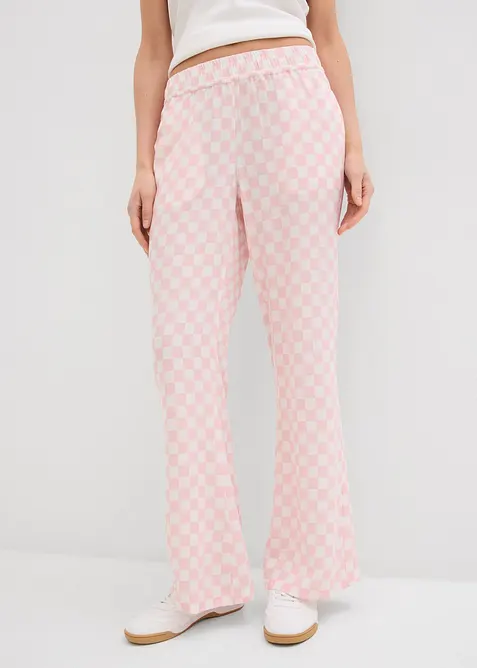 Rutig vid byxa av viskos med mjukt fall, bonprix