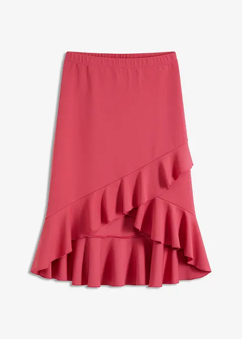 Jerseykjol med volanger, bonprix