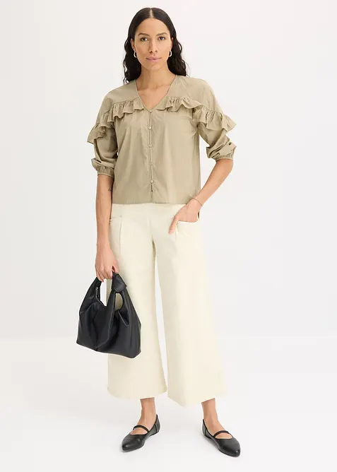 Luftig blus med volanger, bonprix