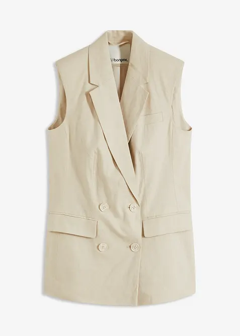 Ärmlös linnekavaj, bonprix