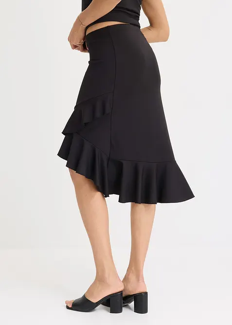 Jerseykjol med volanger, bonprix