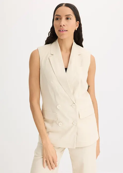 Ärmlös linnekavaj, bonprix