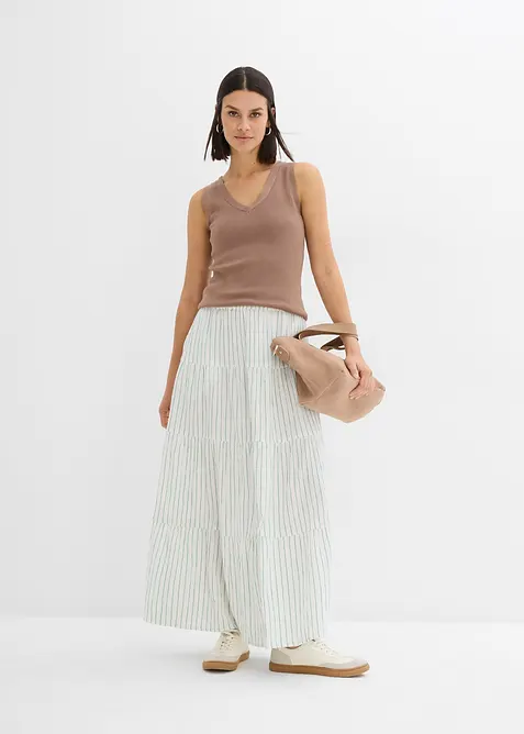 Randig maxikjol av ren bomull, bonprix