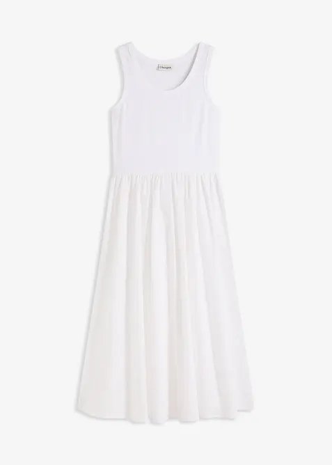 Jerseyklänning i materialmix, bonprix