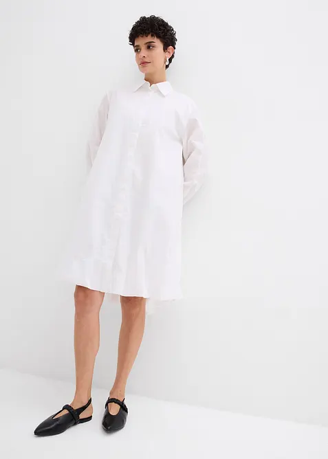 Skjortklänning av ren bomull med ballongavslut, bonprix