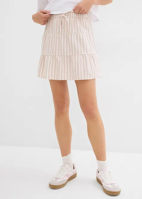 Vådsydd kjol av luftig linnemix, bonprix