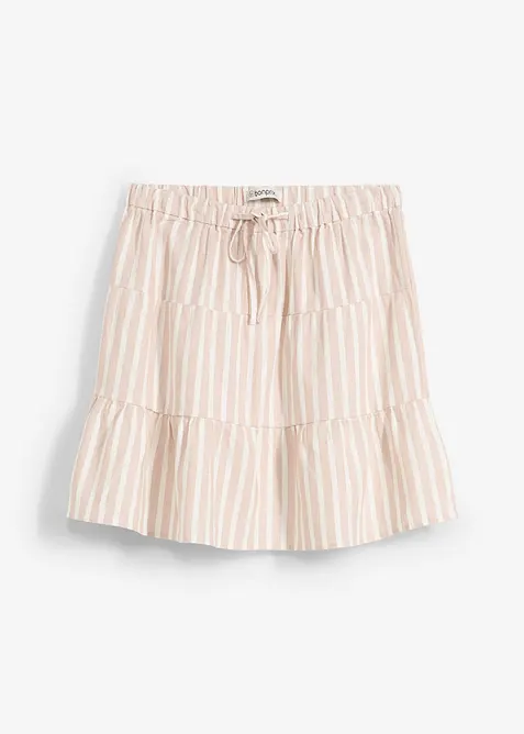 Vådsydd kjol av luftig linnemix, bonprix