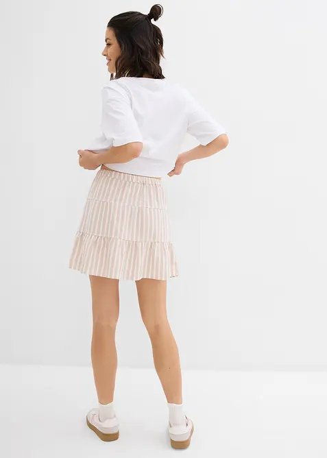 Vådsydd kjol av luftig linnemix, bonprix