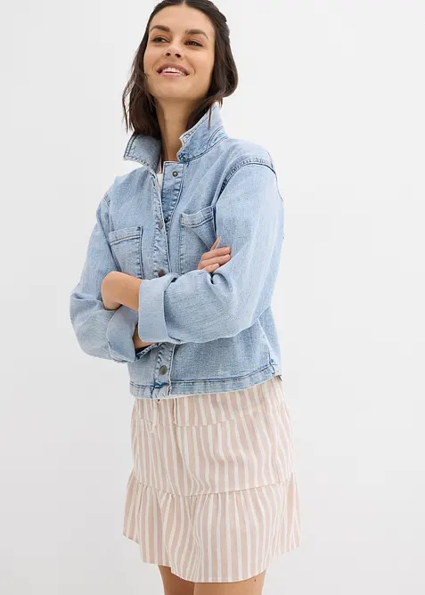 Vådsydd kjol av luftig linnemix, bonprix