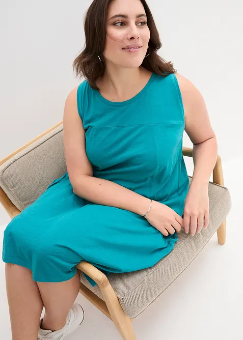 Jerseyklänning i bomull med fickor, bonprix