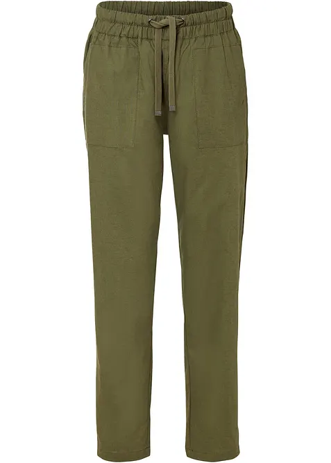 Dra p&aring;-byxa i luftig linneblandning, bonprix