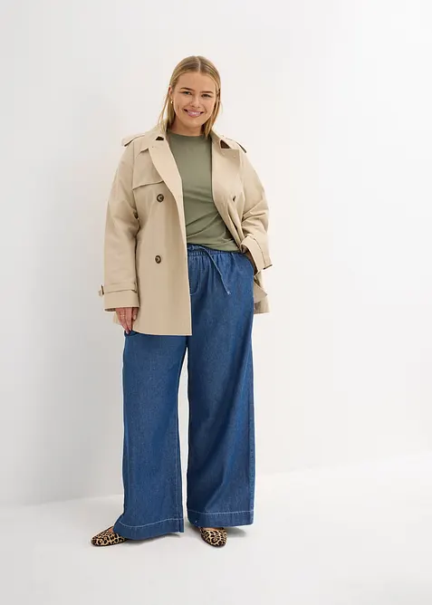 Wide Leg Jeans, Mid Waist, med bekv&auml;m midja, bonprix