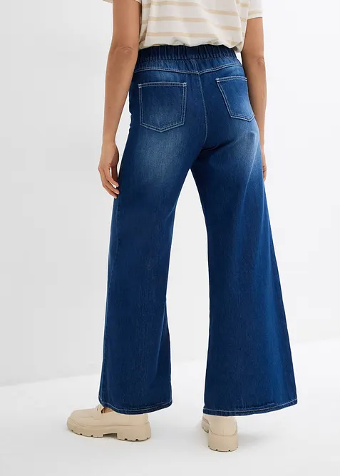 Wide-Leg-jeans, medelh&ouml;g midja, bekv&auml;m linning, bonprix