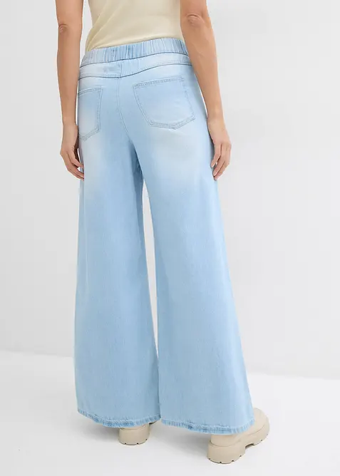Wide-Leg-jeans, medelh&ouml;g midja, bekv&auml;m linning, bonprix