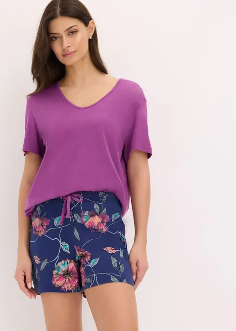 Pyjamas med shorts i mjuk bomull och viskos, bonprix