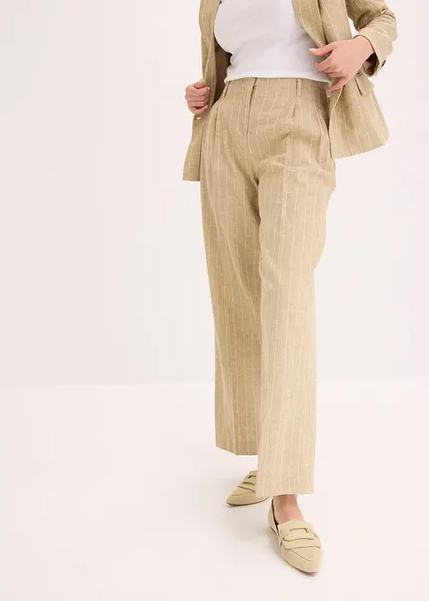 Byxa med gubbveck och lin, bonprix