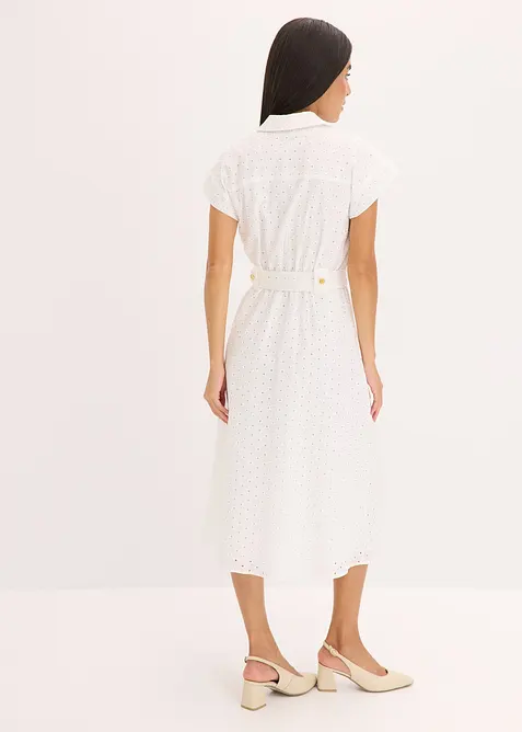 Skjortklänning med hålspets, bonprix