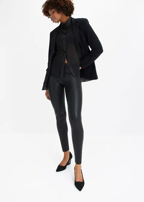 Glansiga leggings i skinnimitation, bonprix