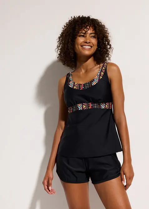 Lång tankini (2 delar) med badshorts, bonprix