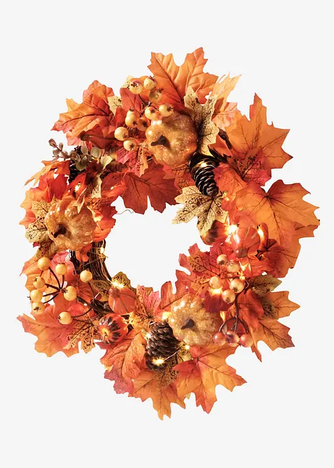 Upphängbar höstkrans med LED-belysning, bonprix