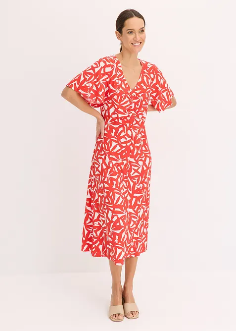 Jerseyklänning med rynk, bonprix