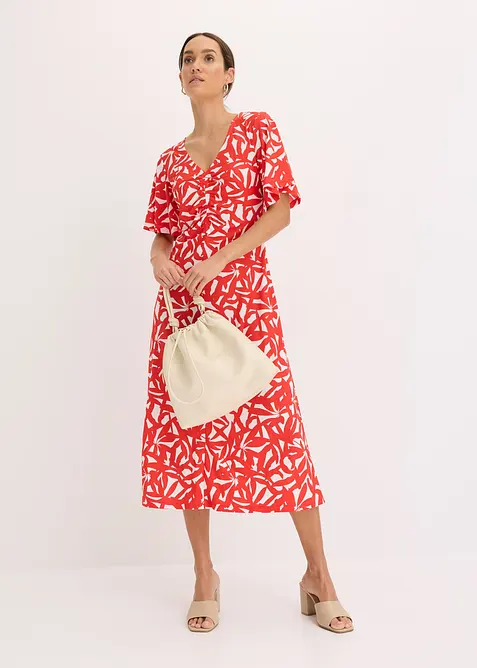 Jerseyklänning med rynk, bonprix