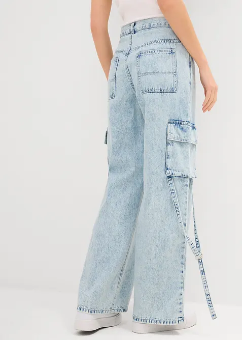 Cargo jeans med medelh&ouml;g midja, bonprix