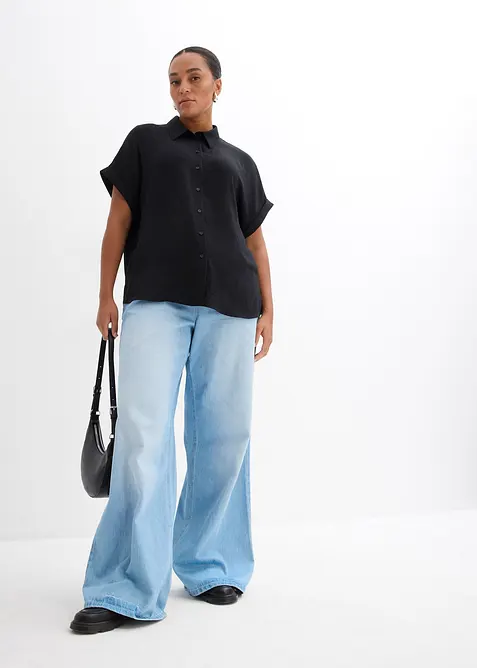 Oversizeblus i kr&auml;pp med strukturerad yta, bonprix