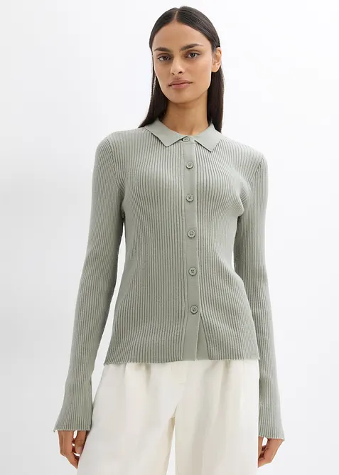 Finstickad kofta av viskosmix, bonprix