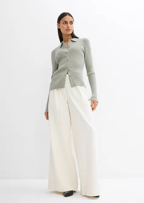 Finstickad kofta av viskosmix, bonprix