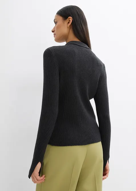 Finstickad kofta av viskosmix, bonprix