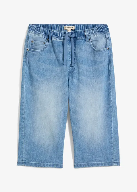 Långa dra på-jeansbermudas för barn, Slim Fit, bonprix