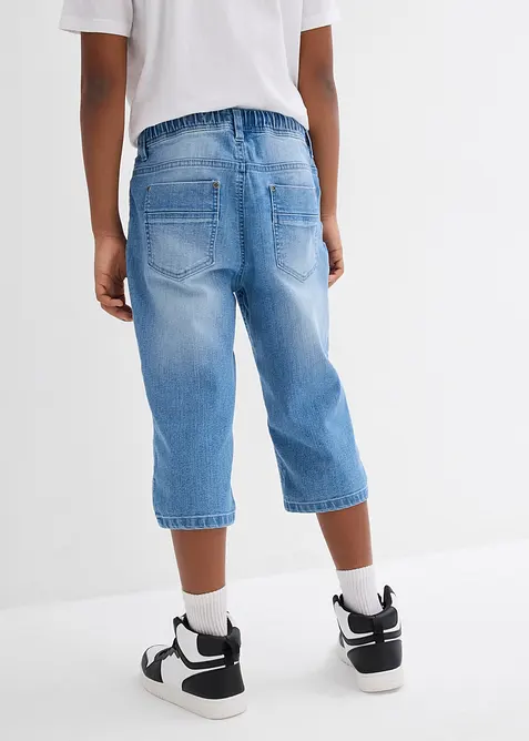 Långa dra på-jeansbermudas för barn, Slim Fit, bonprix