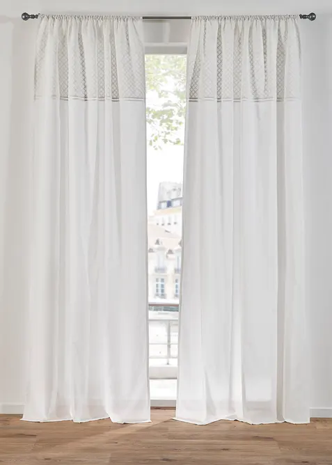 Gardinlängd med broderi, ekologisk bomull (1-pack), bonprix