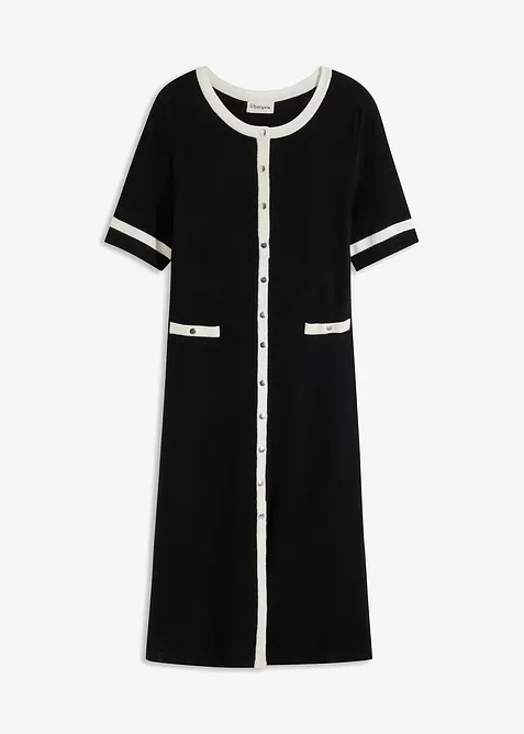 Stickad kl&auml;nning med knappar, bonprix