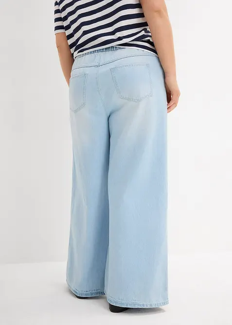 Wide-Leg-jeans, medelh&ouml;g midja, bekv&auml;m linning, bonprix