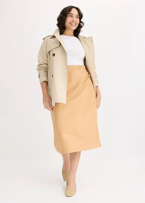 Kjol i skinnimitation, midilängd, bonprix