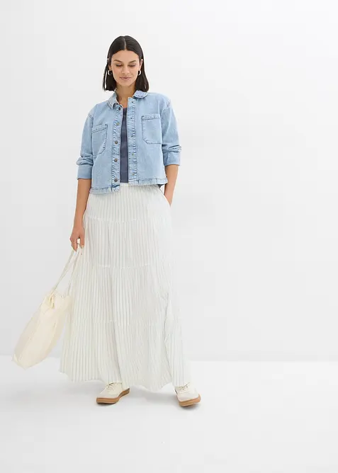 Randig maxikjol av ren bomull, bonprix