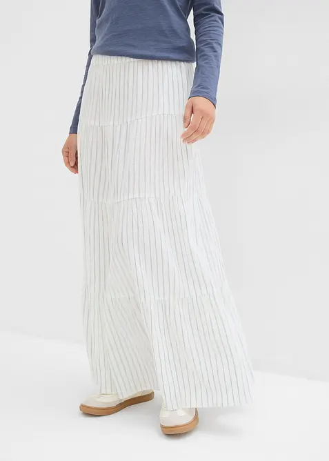 Randig maxikjol av ren bomull, bonprix