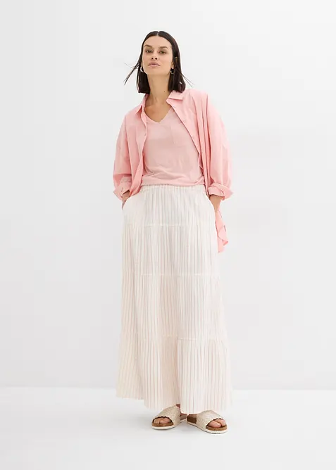 Randig maxikjol av ren bomull, bonprix