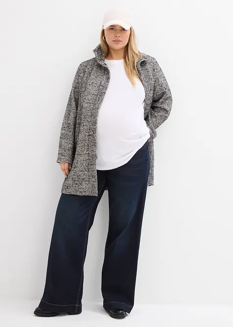 Avslappnad tunn kappa med yllelook, bonprix