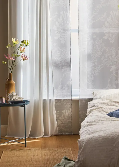 Panelgardin med blommönster (1-pack), bonprix