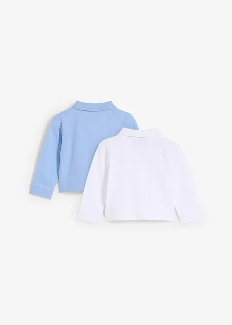 Långärmad pikétröja av ren bomull (2-pack), bonprix